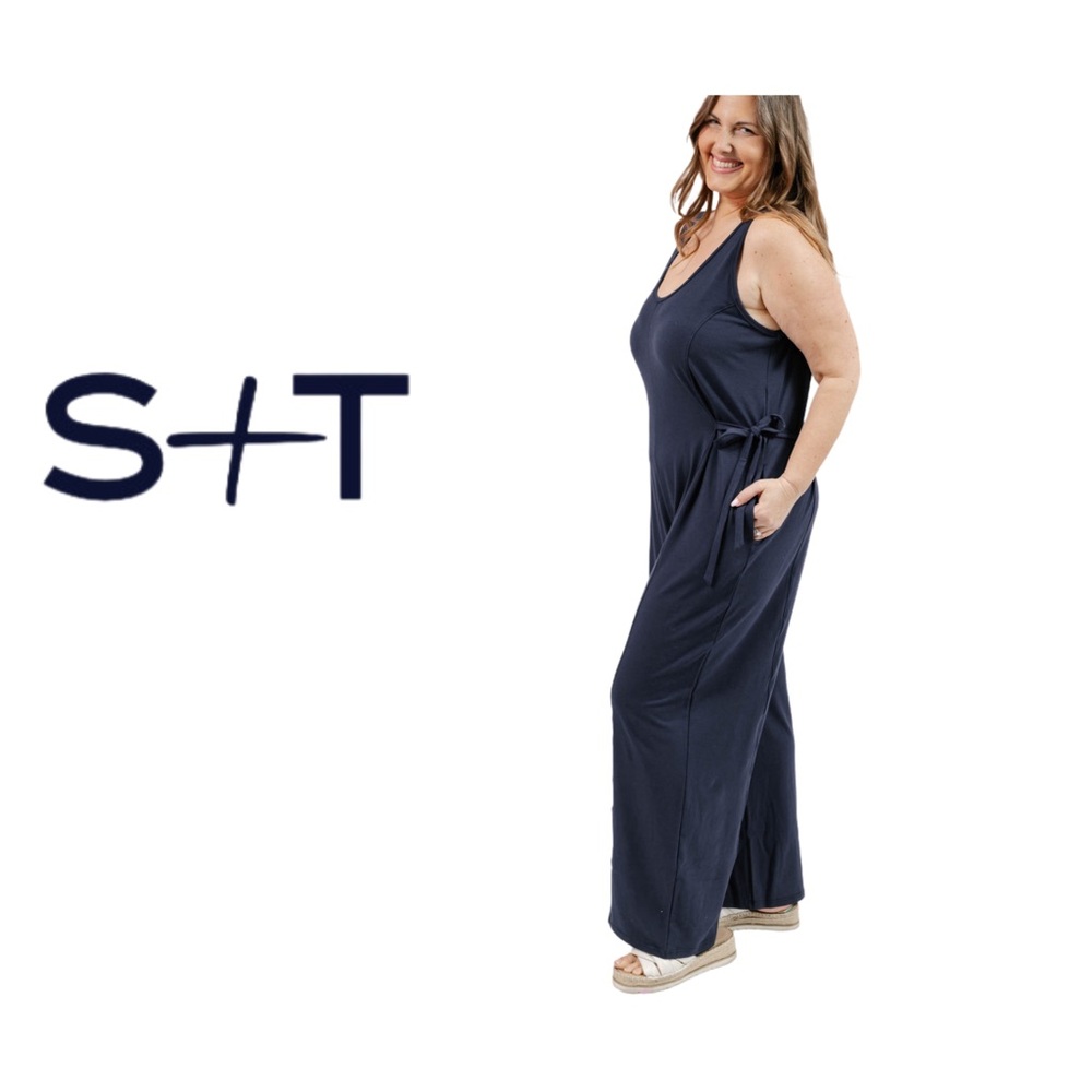 🇨🇦🆕NWT SMASH + TESS | 2X | Casual chic timeless Dark Navy Cara Wide leg Romper* - Picture 8 of 16